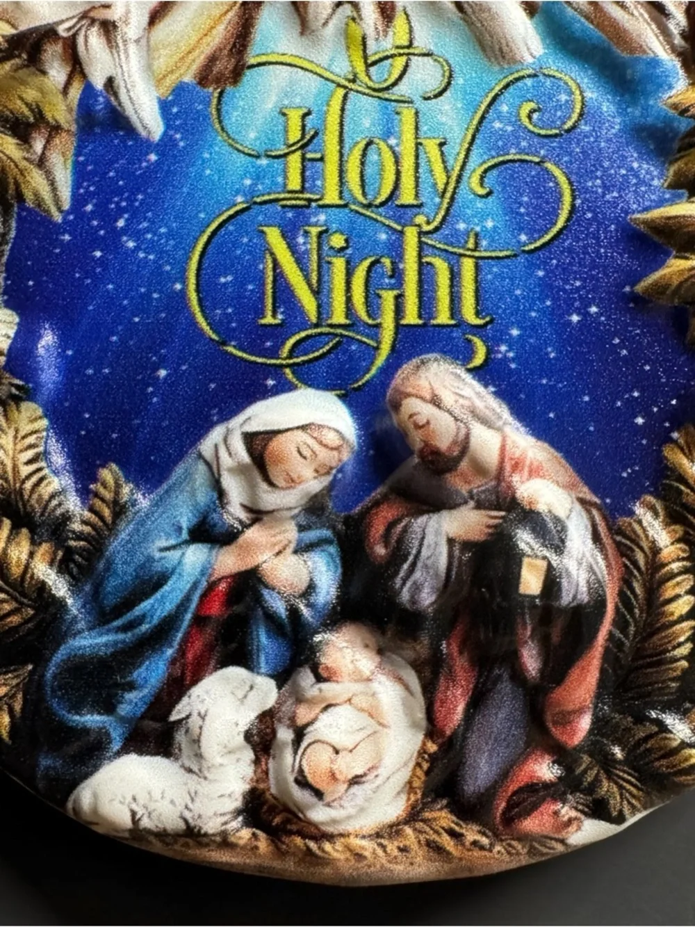 NIB O Holy Night Nativity Ornament 3D Porcelain Religious Christmas Decor